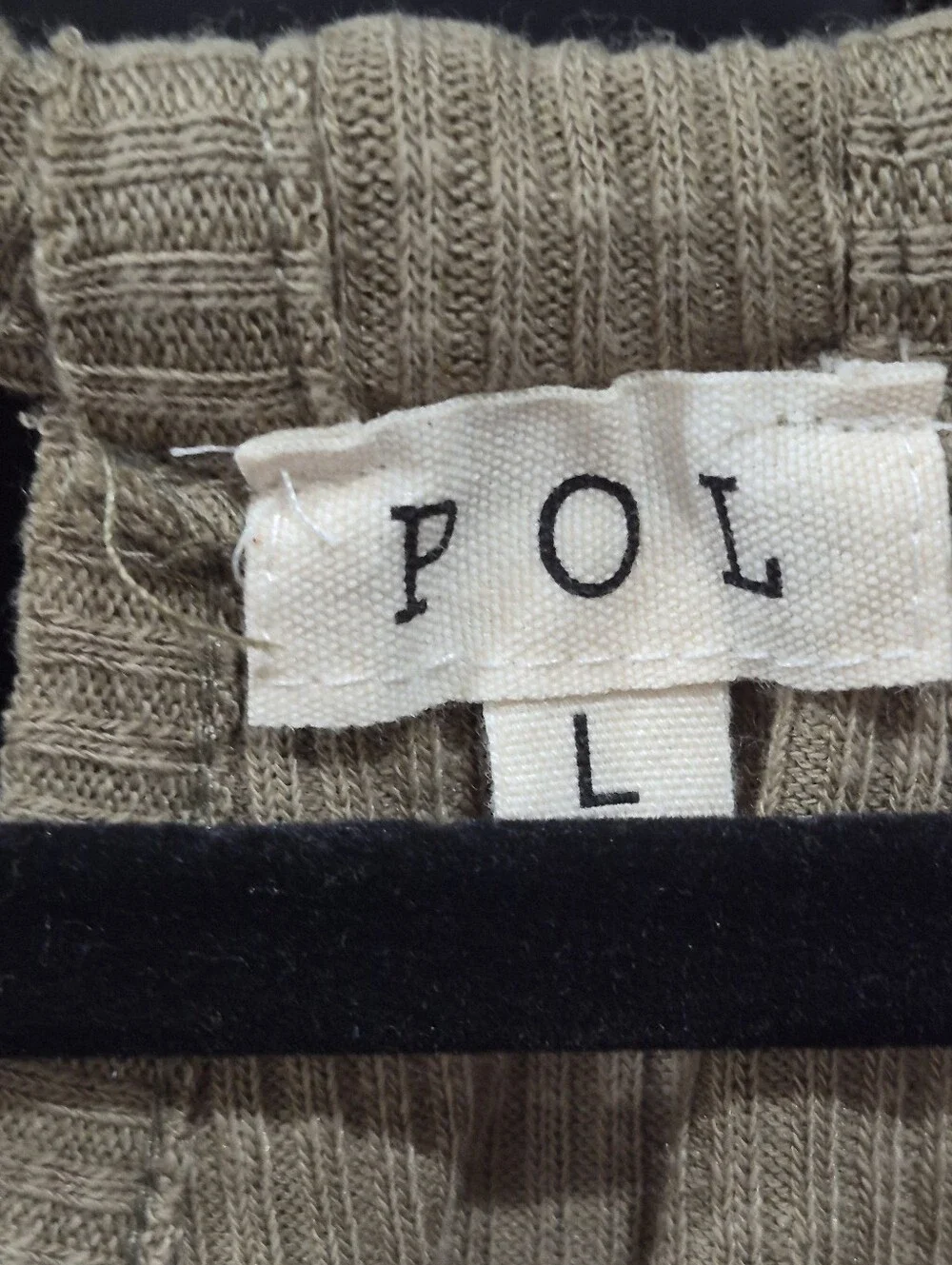 POL Studded Ribbed Racerback Bodysuit – Olive Green – Size Large